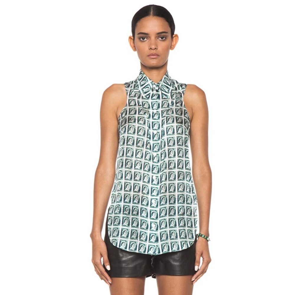 CARVEN Stamp Print 100% Silk Tank
